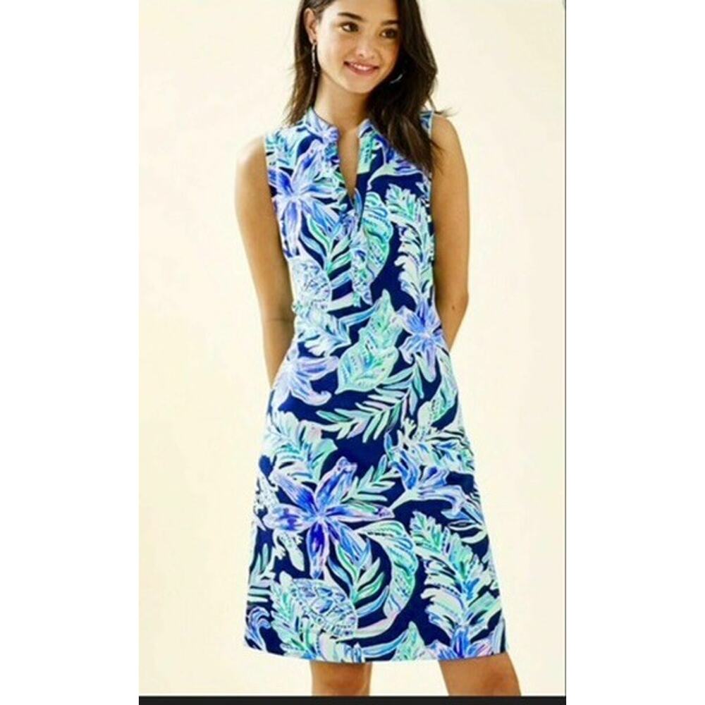 Lilly Pullitzer Sherryn Shift Dress Women S High Tide Navy Ready Set Gecko Print